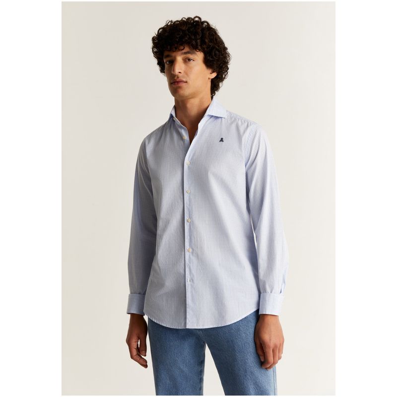 SCALPERS - Camisa Vestir Básica Cuadros Bluecheck
