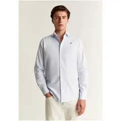 SCALPERS - Camisa Vestir Básica Skybluestripes