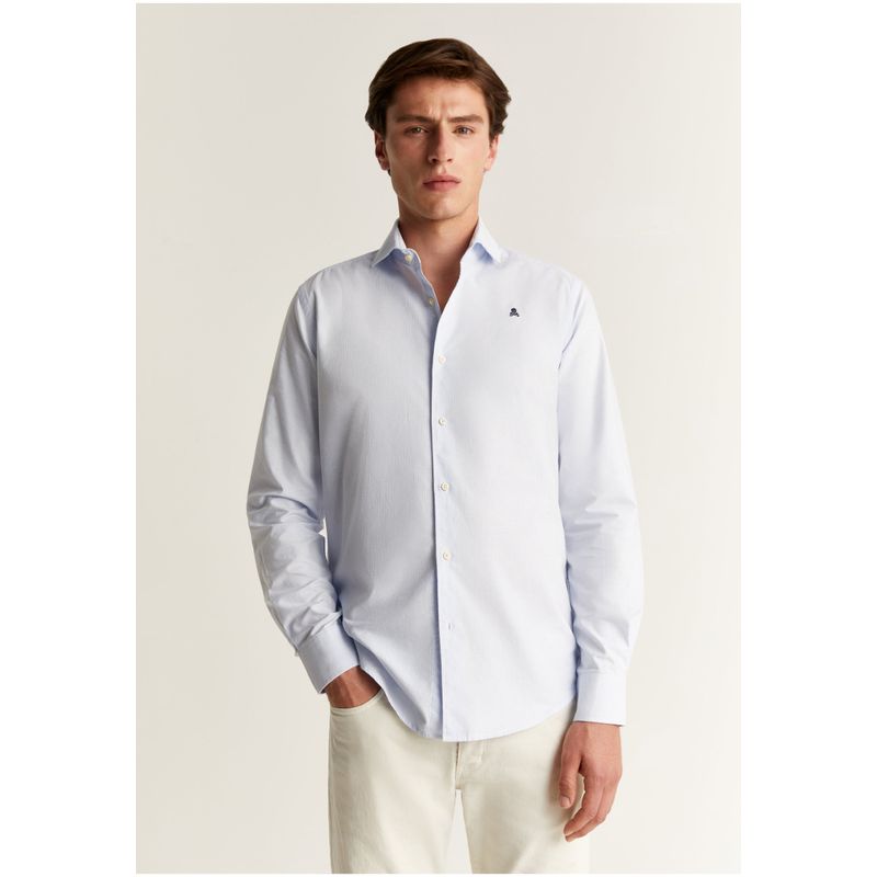 SCALPERS - Camisa Vestir Básica Skybluestripes