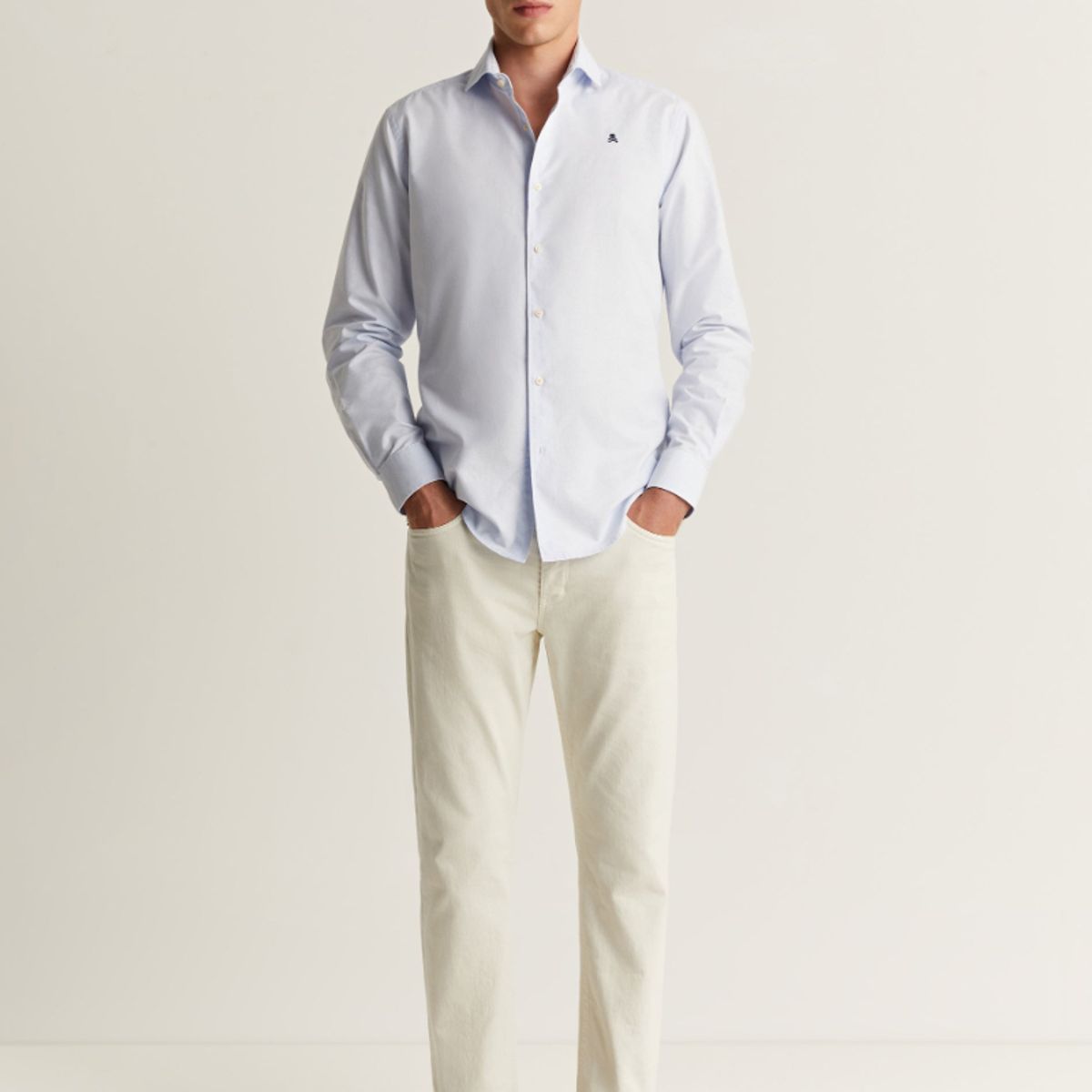 SCALPERS - Camisa Vestir Básica Skybluestripes