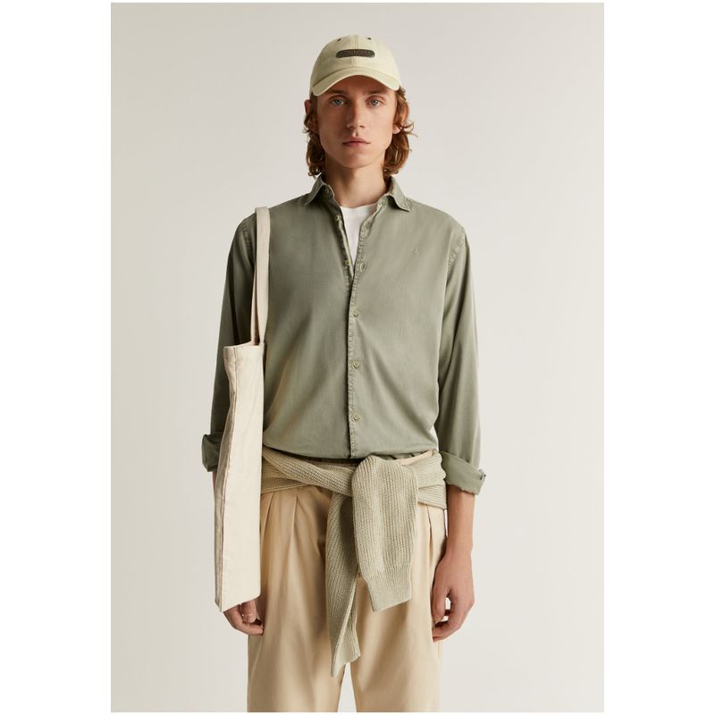 SCALPERS - Camisa Calavera Bordada Tono Lightkhaki