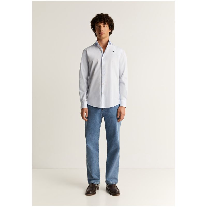 SCALPERS - Camisa Vestir Básica Bluewhitestripes