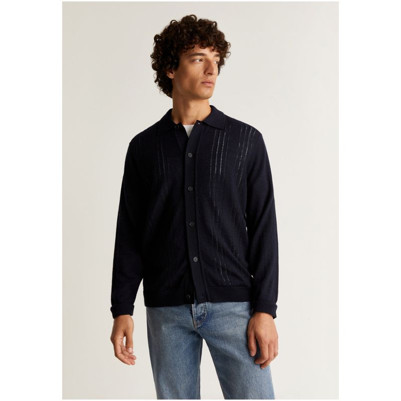 SCALPERS - Cárdigan Premium Punto Calados Navy