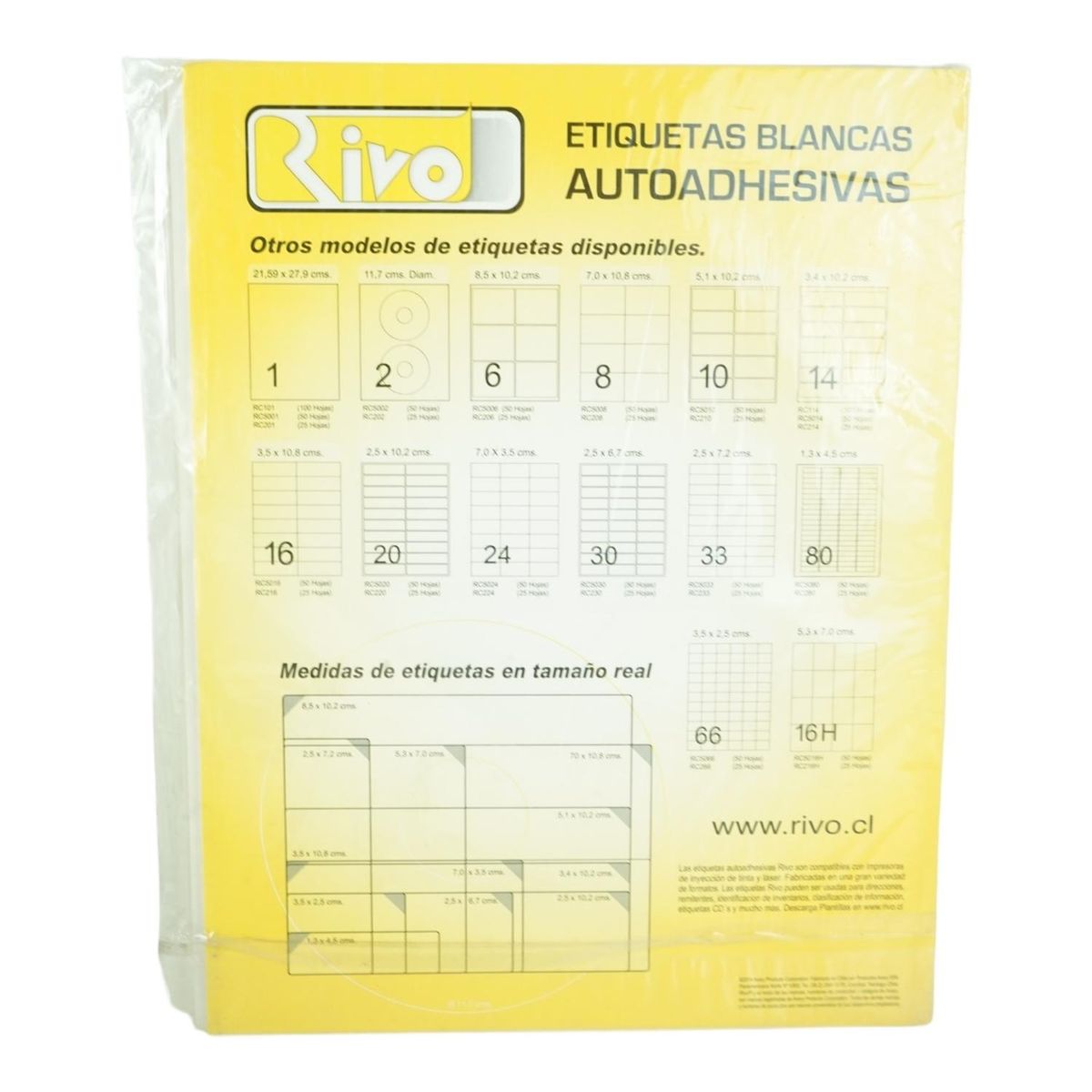 GENERICO - 400 ETIQUETAS 5,3X7CM INKJET/LASER AUTOADHESIVA RIVO RC216H 25HJS CARTA BLANCO