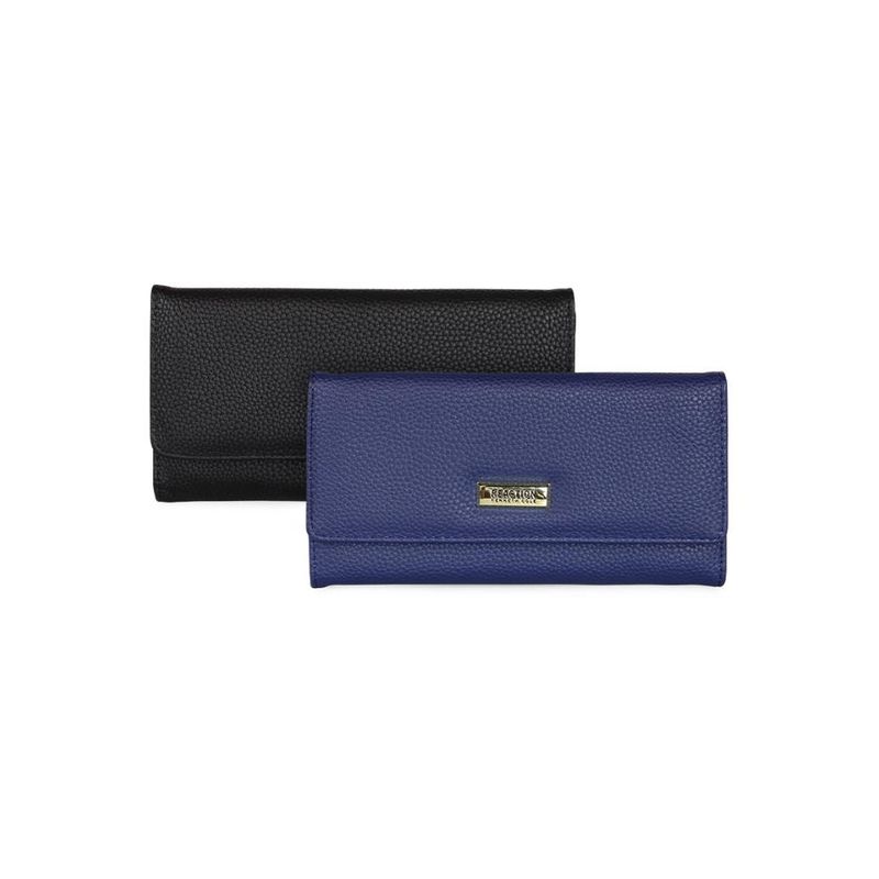KENNETH COLE - 2 Billeteras de mujer Fidelia negra y azul Kenneth Cole