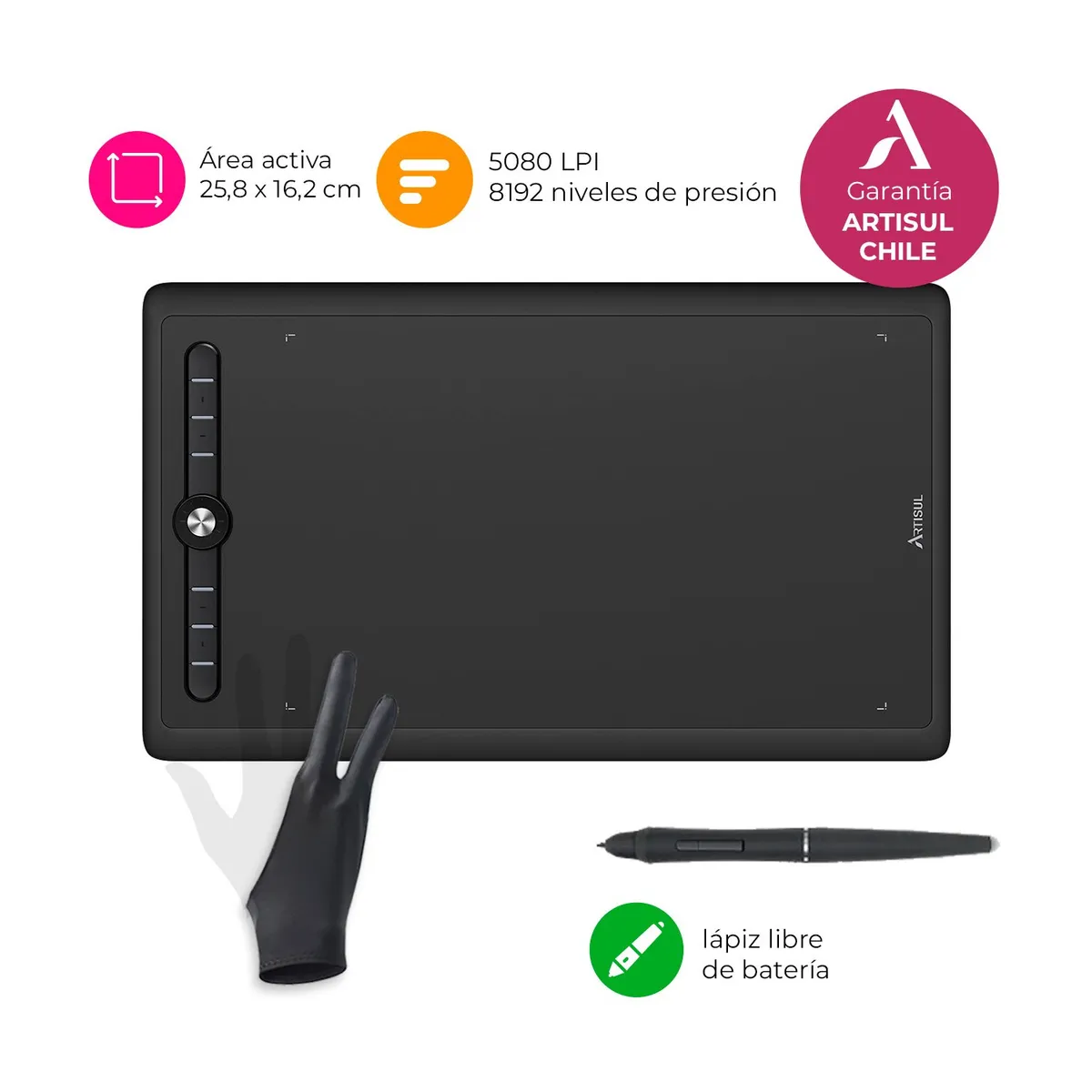 ARTISUL - Tableta Gráfica Digitalizadora Artisul M0610 Pro con Dial y Guante