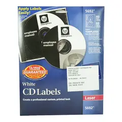 GENERICO - 40 ETIQUETAS PARA CD INK/LASER AUTOADHESIVA AVERY 5692 - 20HJS CARTA BLANCO