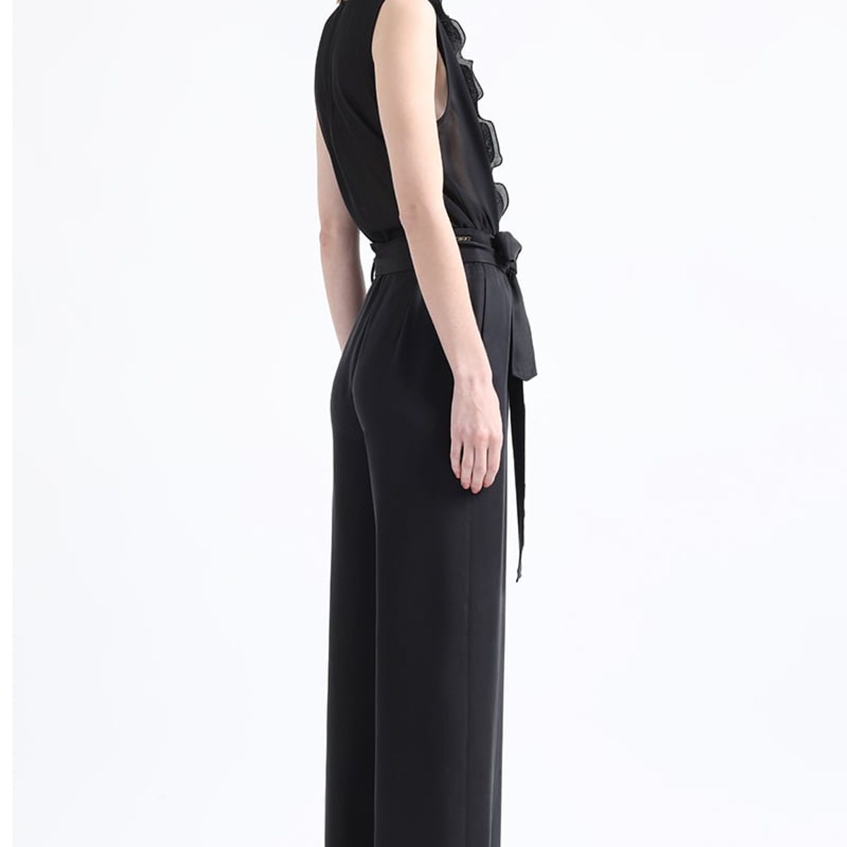 LIOLA - Pantalon Ancho Tiro Alto, Negro Liola