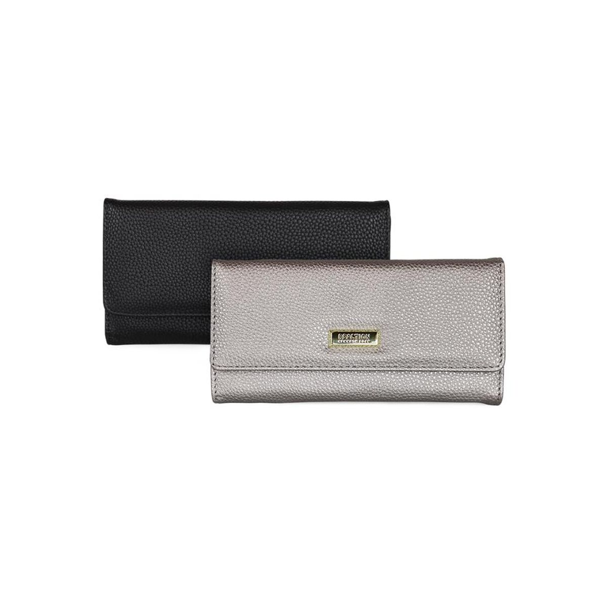 KENNETH COLE - 2 Billeteras de mujer Fidelia negra y gris Kenneth Cole
