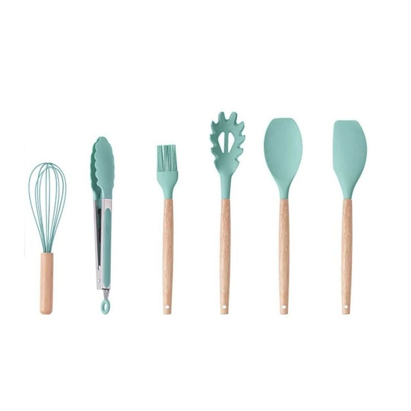 GENERICO - Kit de 12 Utensilios de Silicona con Soporte para Cocina