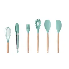 GENERICO - Kit de 12 Utensilios de Silicona con Soporte para Cocina