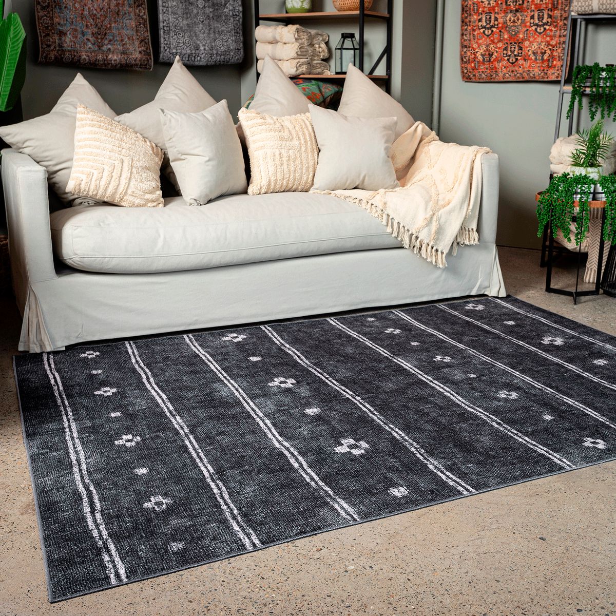 BAZHARS - Alfombra Moderna 190X290 cm Kendi Nor H0813 Black D211 Bazhars