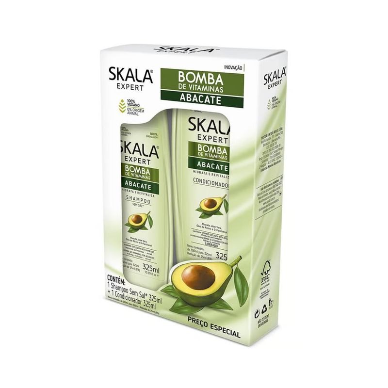 SKALA - Kit Shampoo Acondicionador Aguacate Skala 325ml c/u - Verde