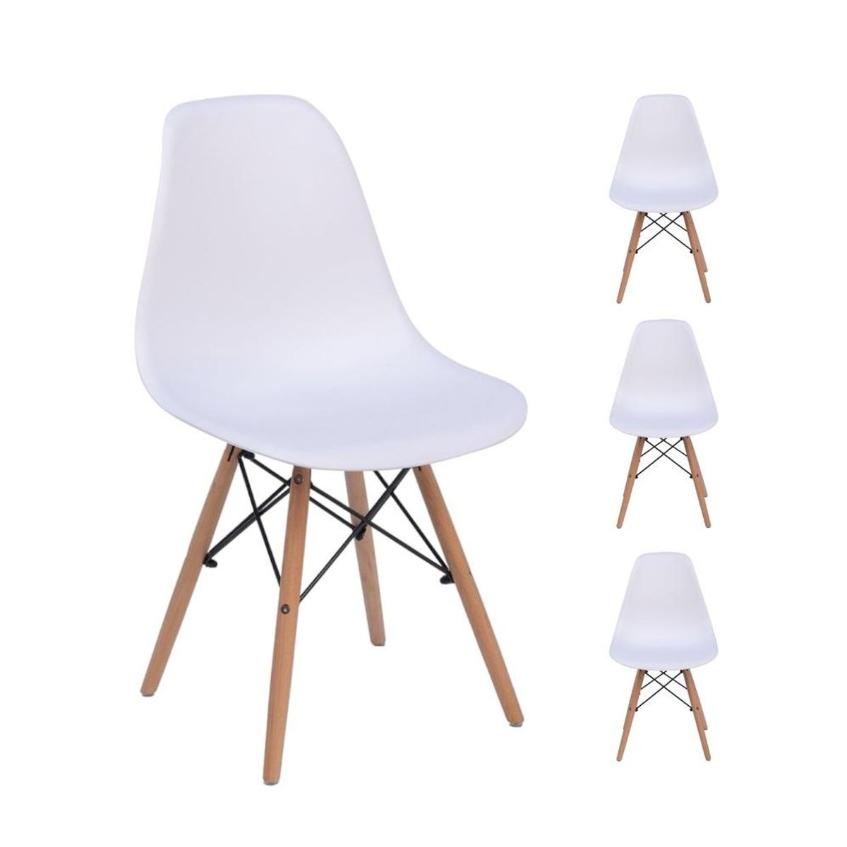 SPAZZIO - Kit 4 sillas Badem blancas - Blanco