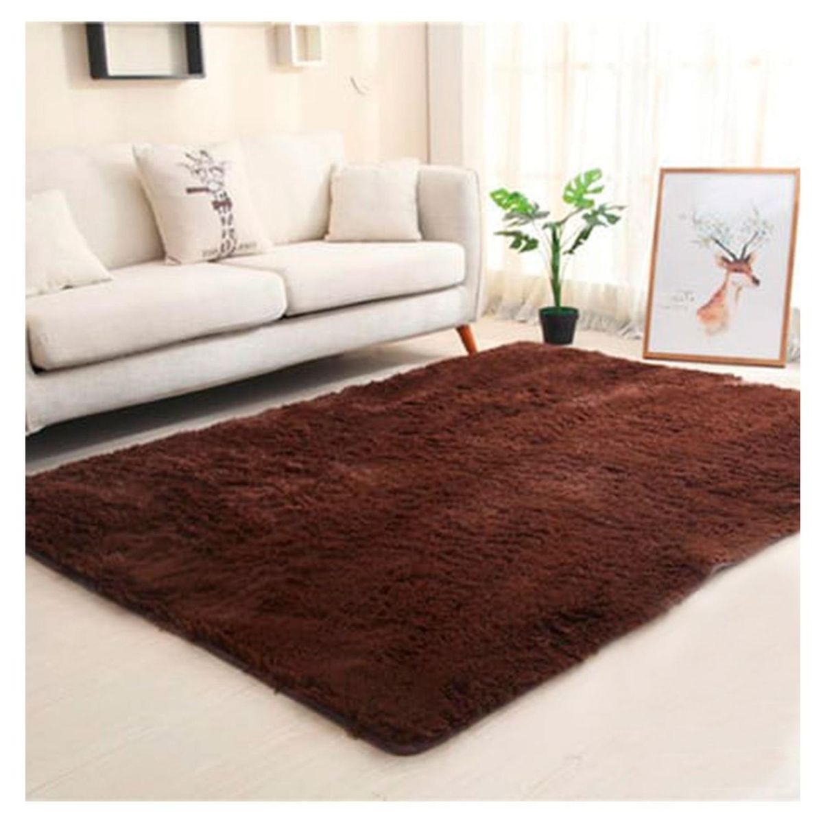 GENERICO - Alfombra Peluda Decorativa Hogar - Oficina 150x200 - Cafe