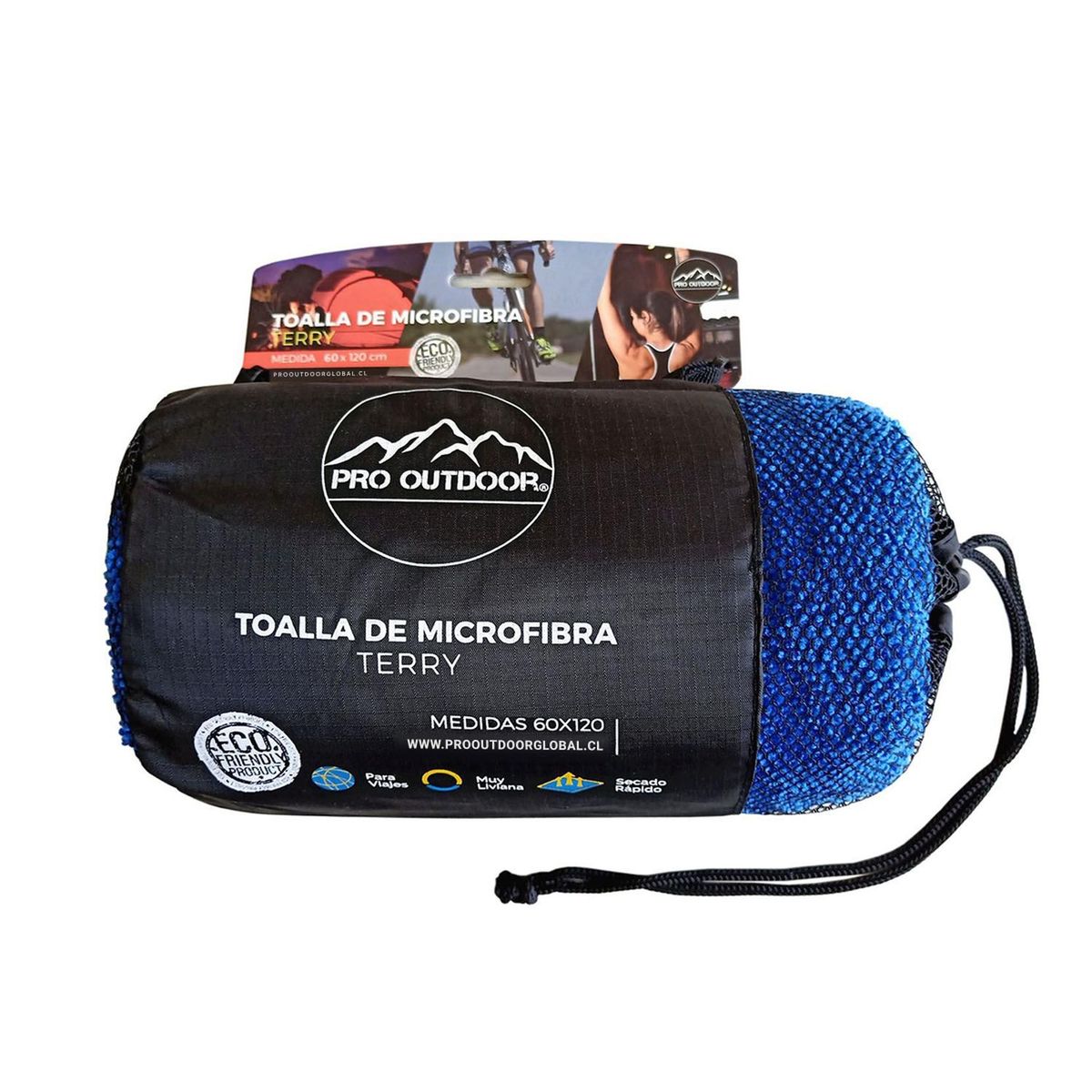 PRO OUTDOOR - Toalla Microfibra Terry Azul