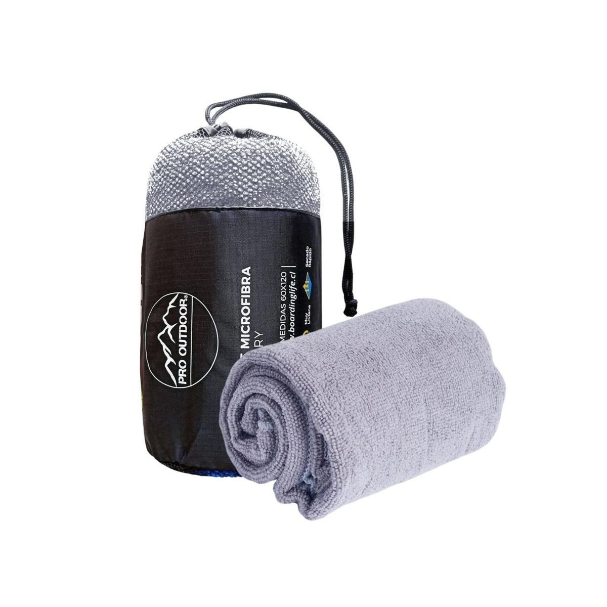 PRO OUTDOOR - Toalla Microfibra Terry Gris