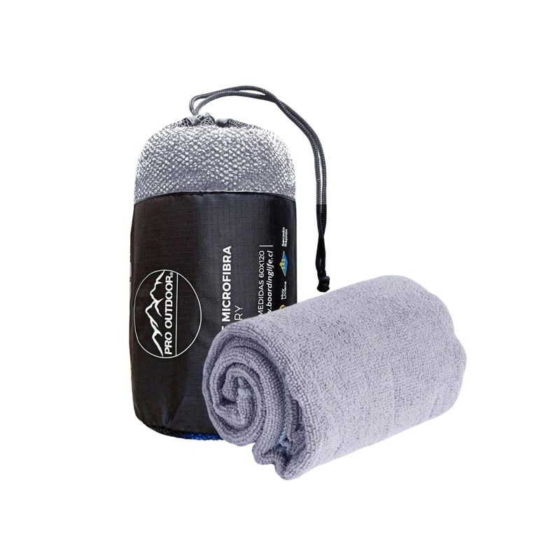 PRO OUTDOOR - Toalla Microfibra Terry Gris