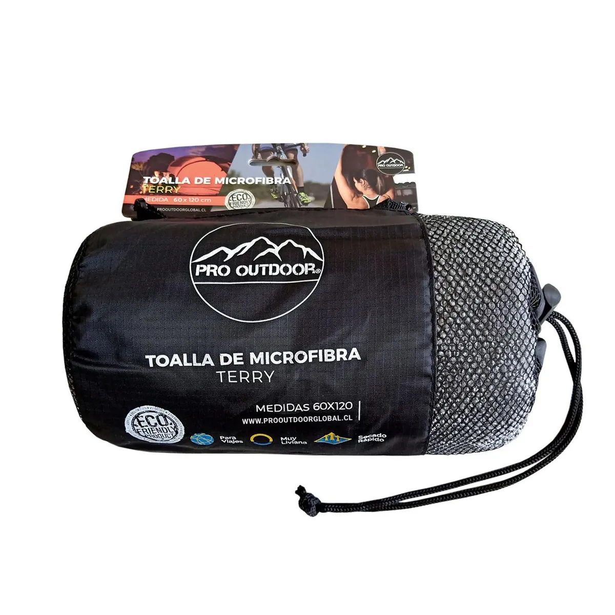 PRO OUTDOOR - Toalla Microfibra Terry Gris