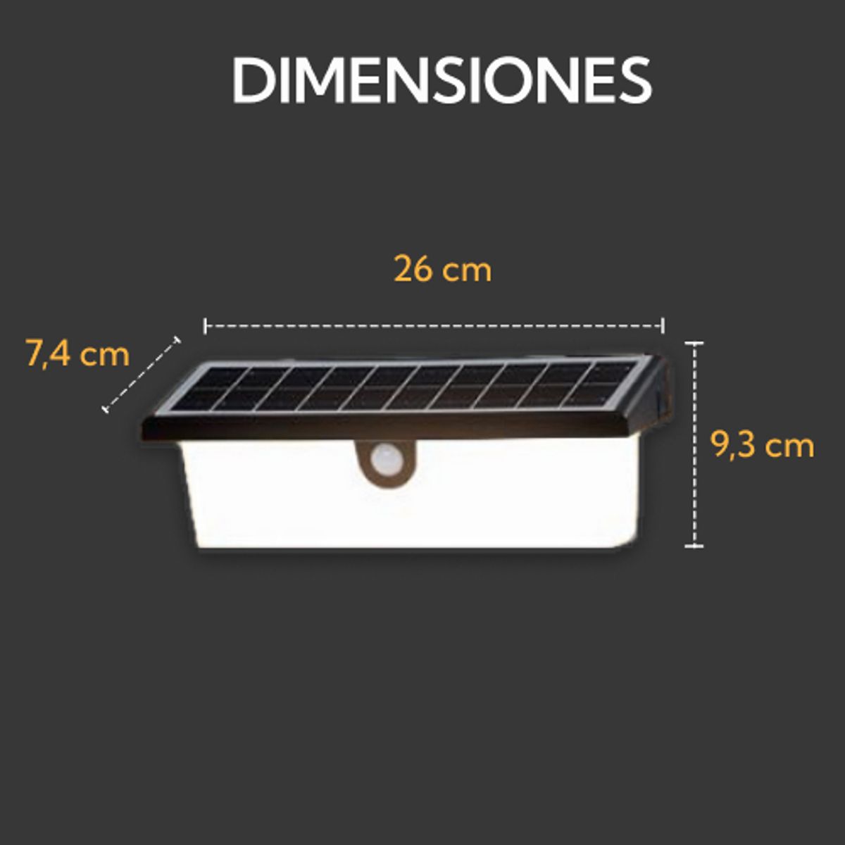 PRO OUTDOOR - Aplique Solar Rectangular Contra Agua Con Sensor De Movimiento