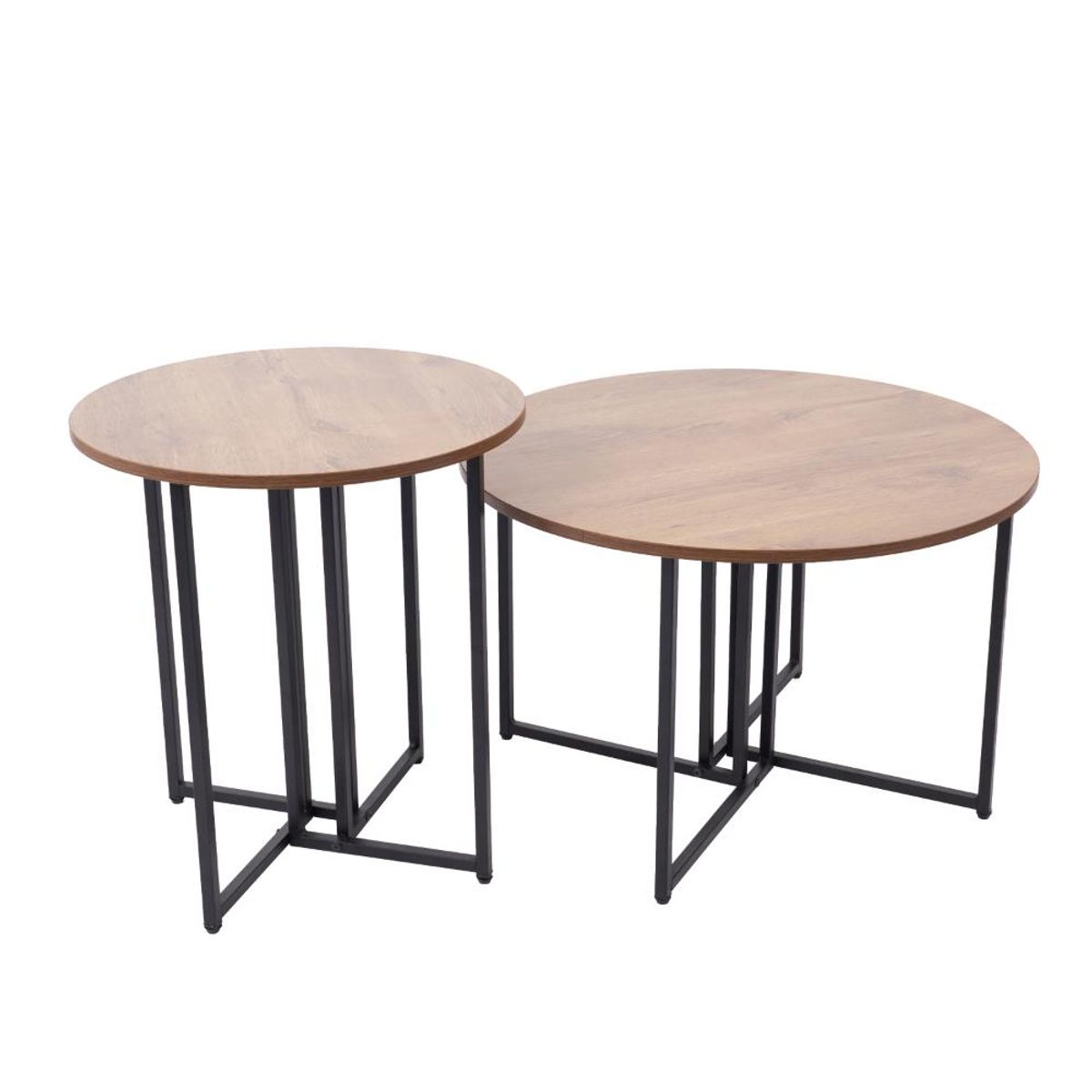 KLIK - Pack de 2 mesas de centro redondas - Madera Clara