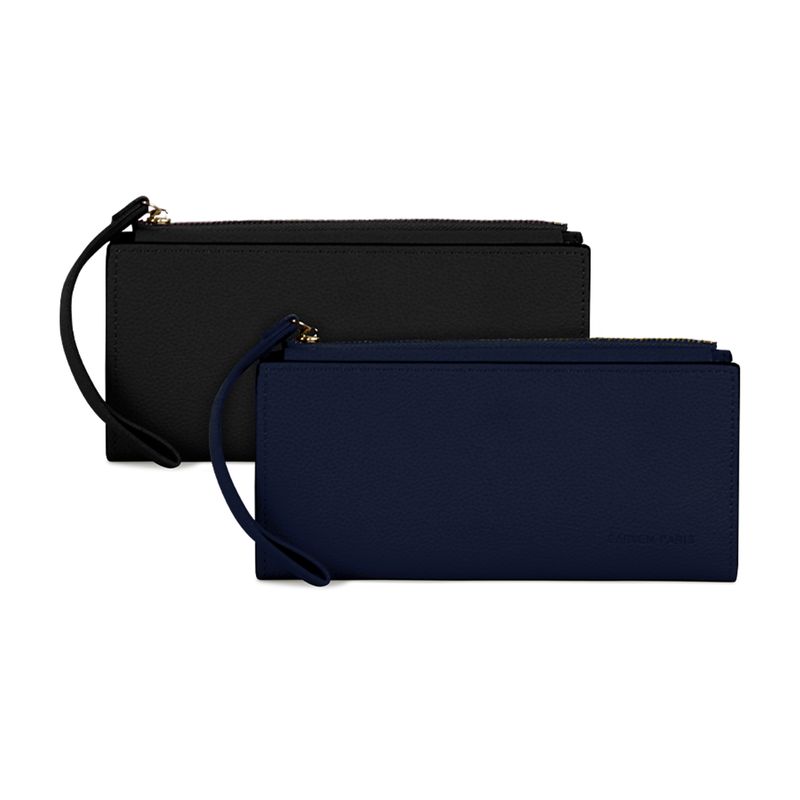 CARVEN - 2 Billeteras de mujer Delia negra y azul Carven