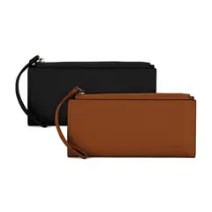 CARVEN - 2 Billeteras de mujer Delia negra y brown