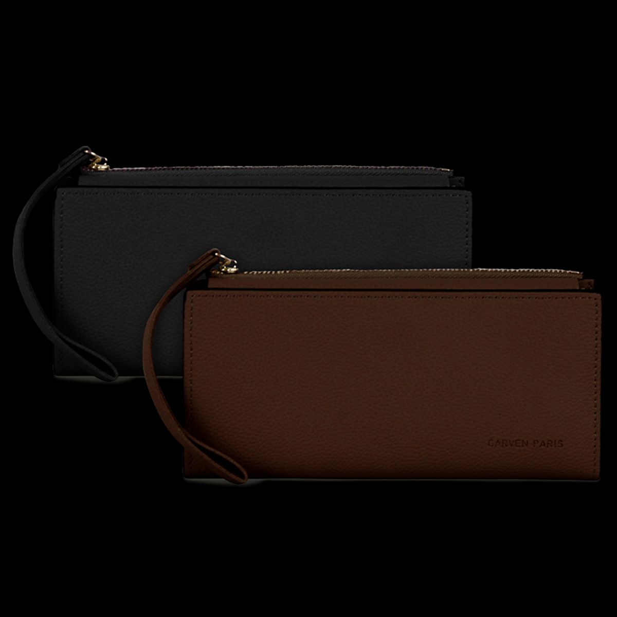 CARVEN - 2 Billeteras de mujer Delia negra y café Carven