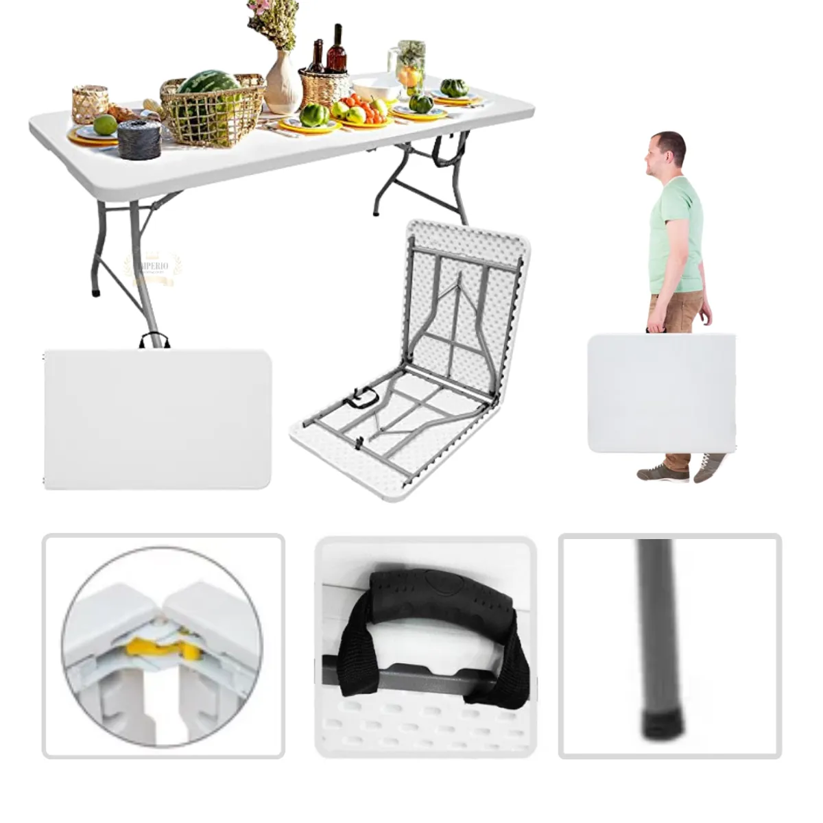 GENERICO - Mesa Plegable Blanca Oferta Portatil Camping