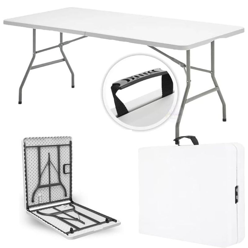 GENERICO - Mesa Plegable Tipo Maleta 180 cm blanco