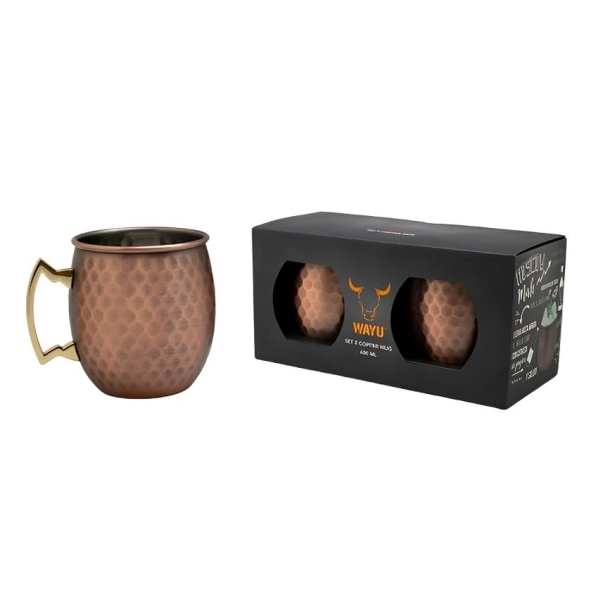 WAYU - COPPER MUG SET WAYU  Cobre de alta calidad