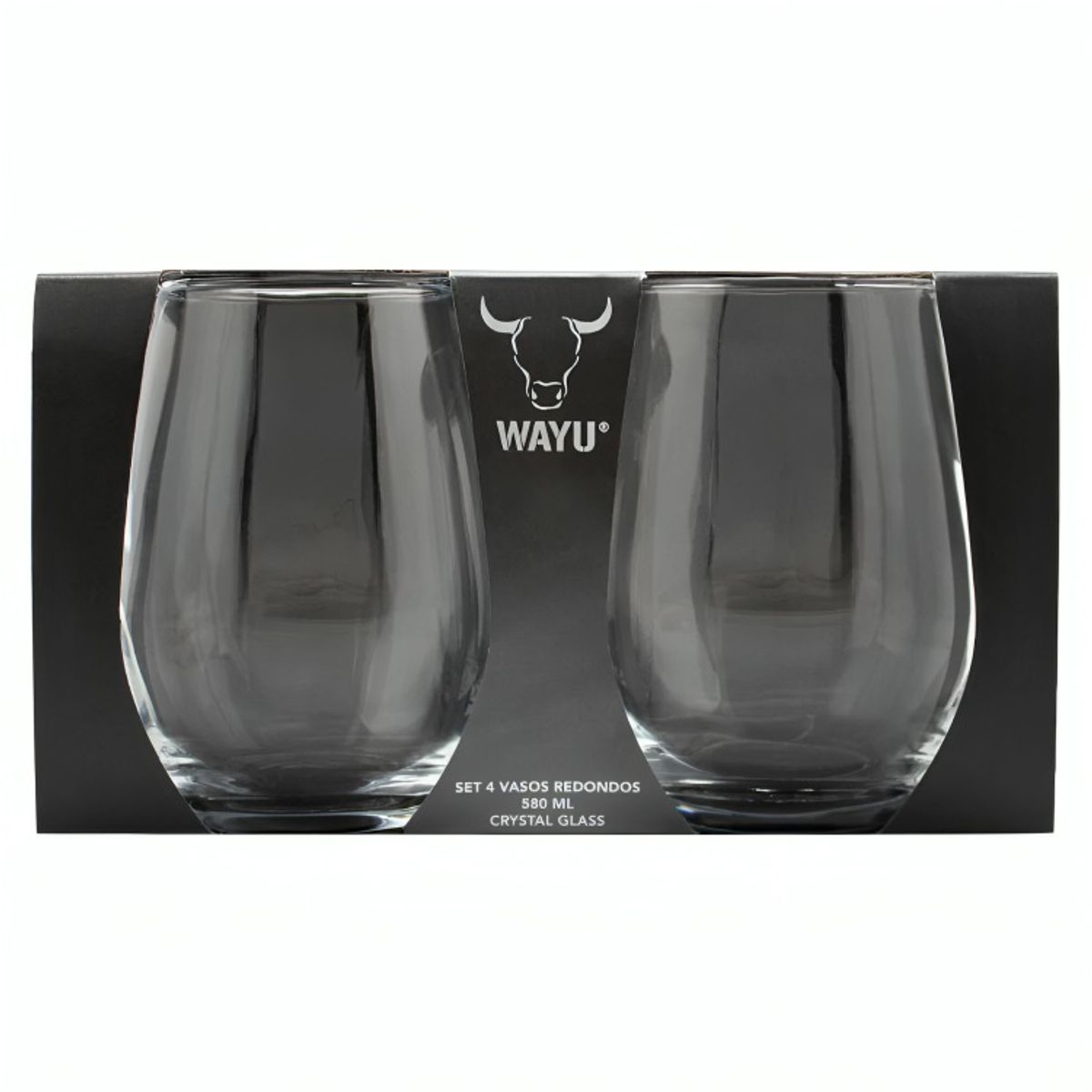 WAYU - SET 4 VASOS REDONDOS VIDRIO WAYU
