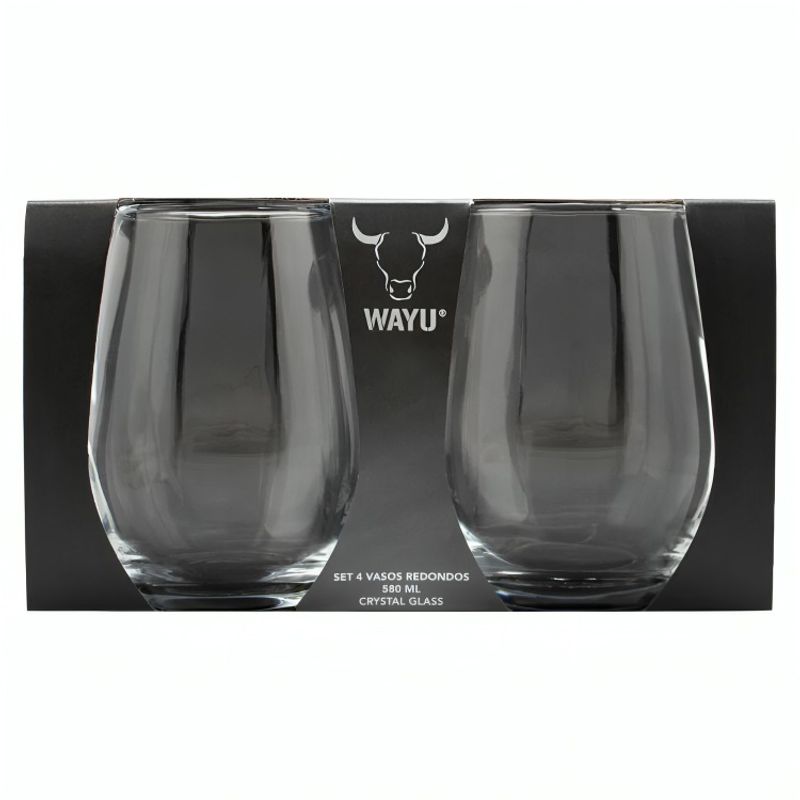 WAYU - SET 4 VASOS REDONDOS VIDRIO WAYU