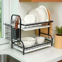 Escurridor Secador De Loza 2 Niveles Negro Platos Cocina