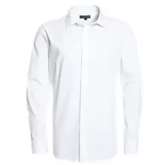 POTROS - Camisa Celeste Hombre Manga Larga Slim Fit Lisa Gran Vía
