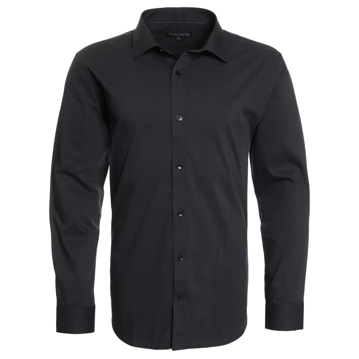 POTROS - Camisa Celeste Hombre Manga Larga Slim Fit Lisa Gran Vía POTROS