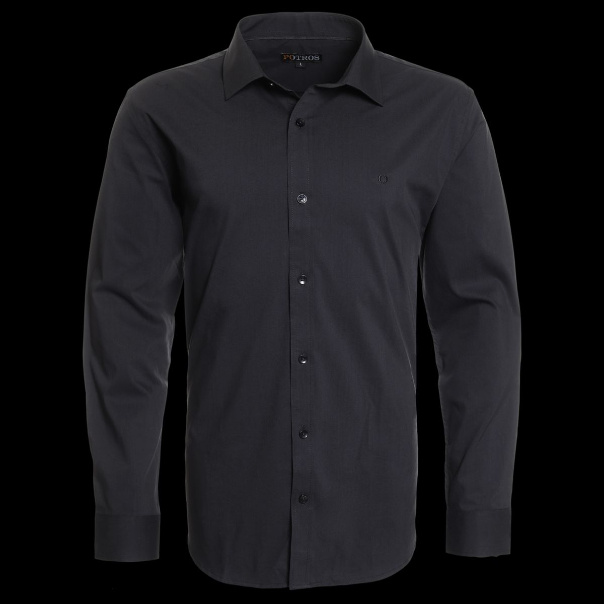 POTROS - Camisa Celeste Hombre Manga Larga Slim Fit Lisa Gran Vía POTROS