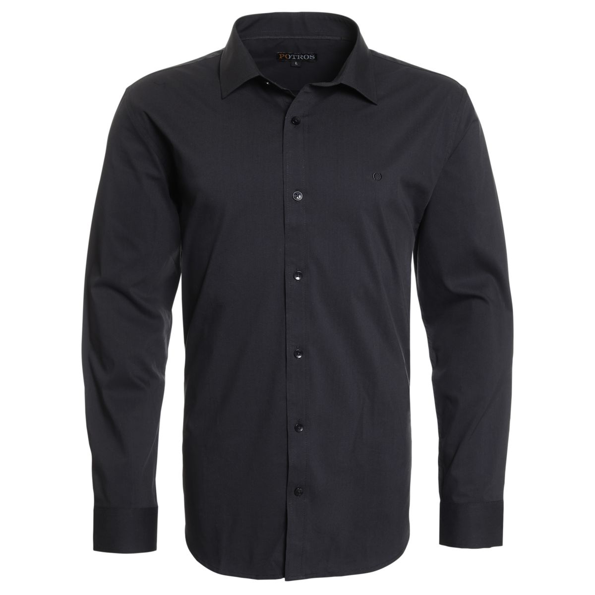 POTROS - Camisa Celeste Hombre Manga Larga Slim Fit Lisa Gran Vía POTROS