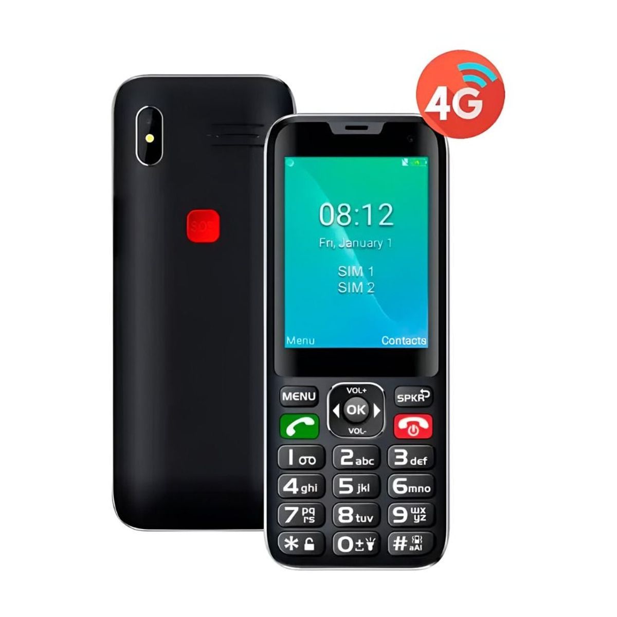 DBLUE - Telefono Celular Senior 4G Adulto Mayor TL487 Negro