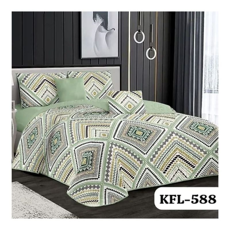 GENERICO - Cubrecama Quilt Verano 2 Plazas - Verde Pistacho Rombos KFL588