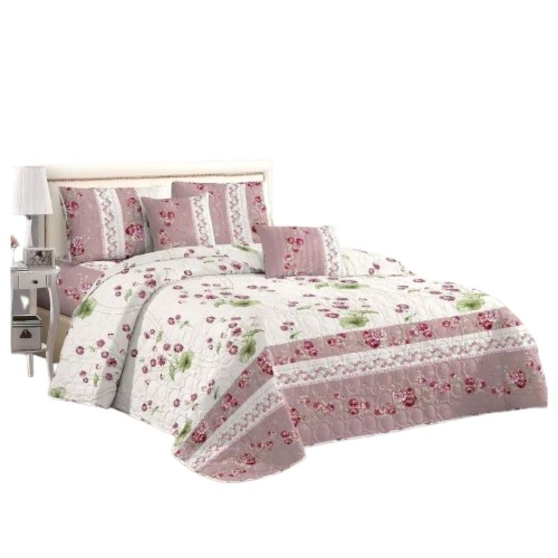 GENERICO - Cubrecama Quilt Verano 2 Plazas - Rosa Florencia KFL957