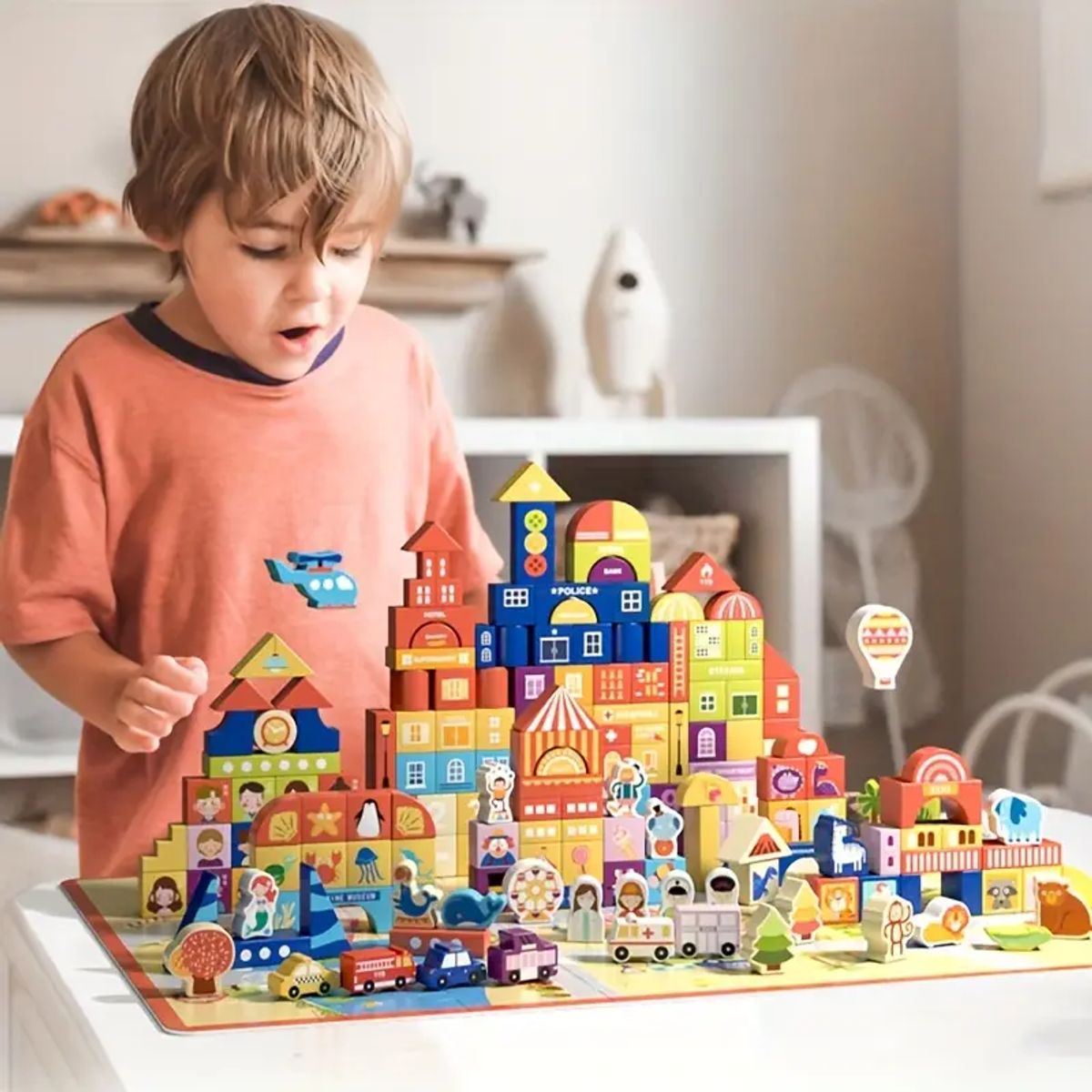 JUGUETERIA ESTELAR - Set de bloques Ciudad de Madera