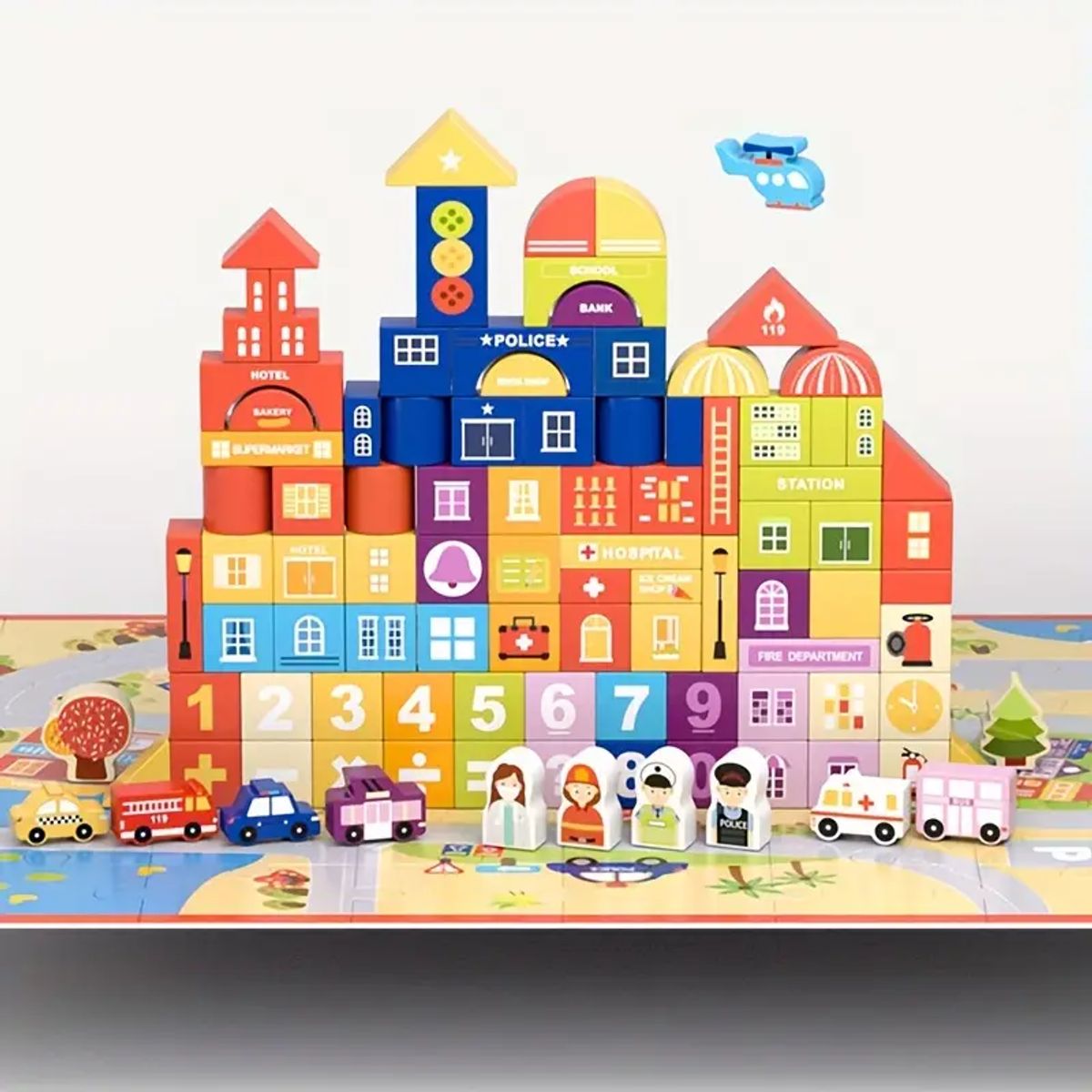 JUGUETERIA ESTELAR - Set de bloques Ciudad de Madera