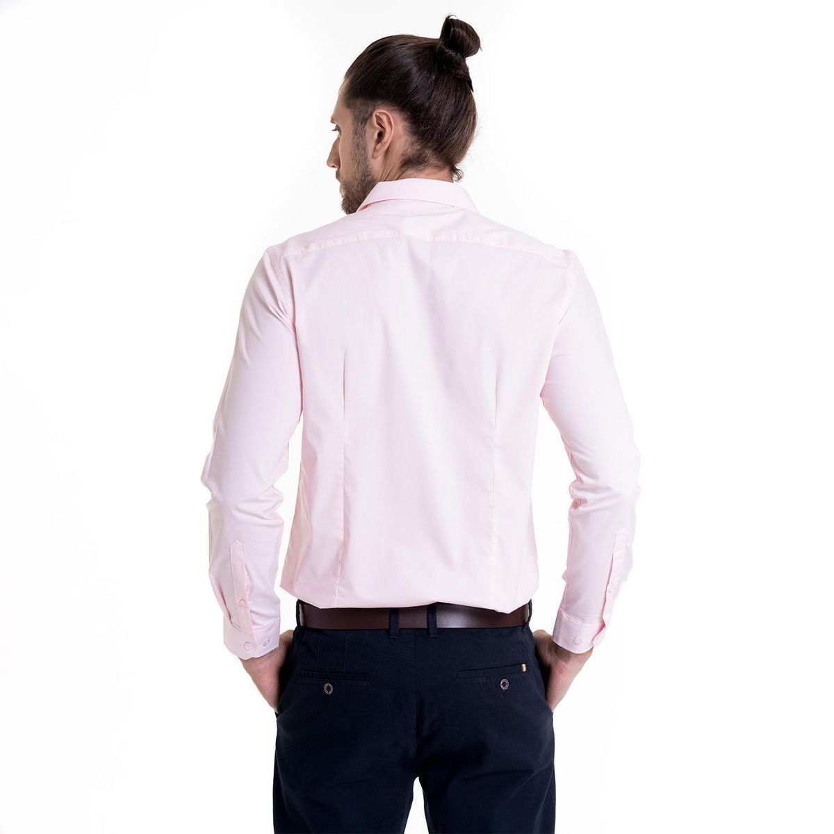 POTROS - Camisa Celeste Hombre Manga Larga Slim Fit Lisa Gran Vía POTROS
