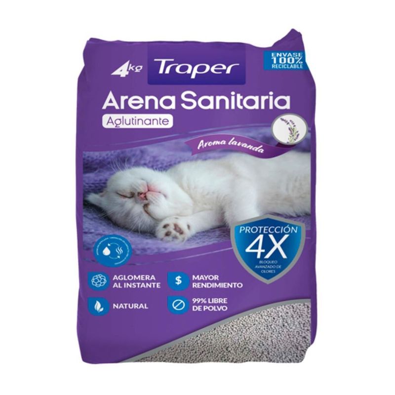 TRAPER - Arena Sanitaria Aglutinante - Traper 4kg Lavanda