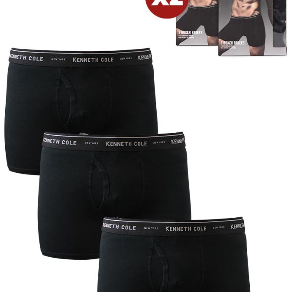 KENNETH COLE - Pack 6 Boxer talla L negros Kenneth Cole