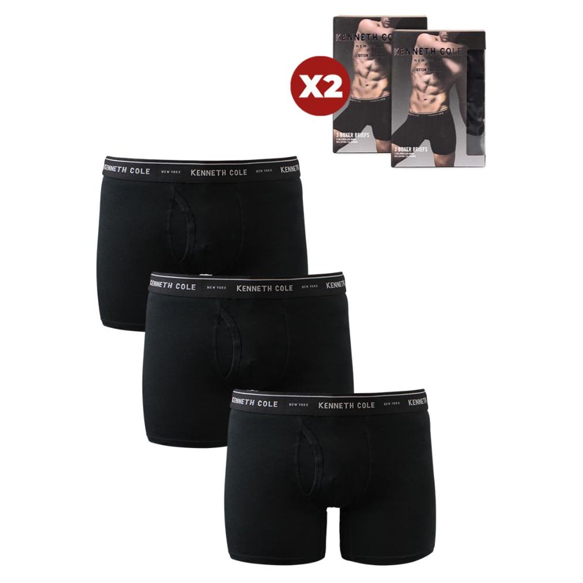 KENNETH COLE - Pack 6 Boxer talla L negros Kenneth Cole