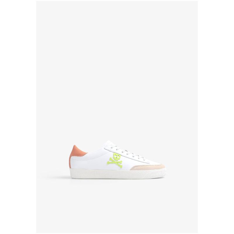 SCALPERS - Zapatillas Bajas Calavera Lateral Offwhite