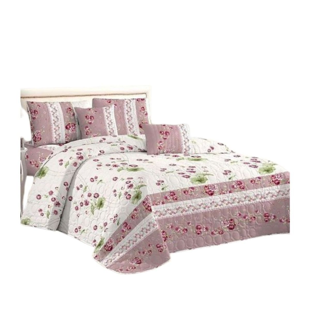 GENERICO - Cubrecama Quilt Verano King - Rosa Florencia KFL957