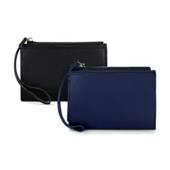 CARVEN - 2 Billeteras de mujer Adara negra y azul
